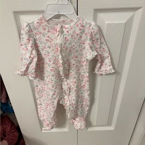 Little Me Pink and White Floral Footie